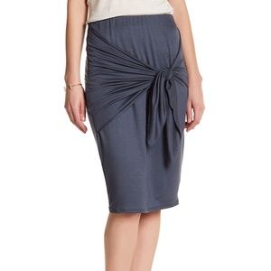 14th & Union Blue Tie Front Stretch Knit Skirt